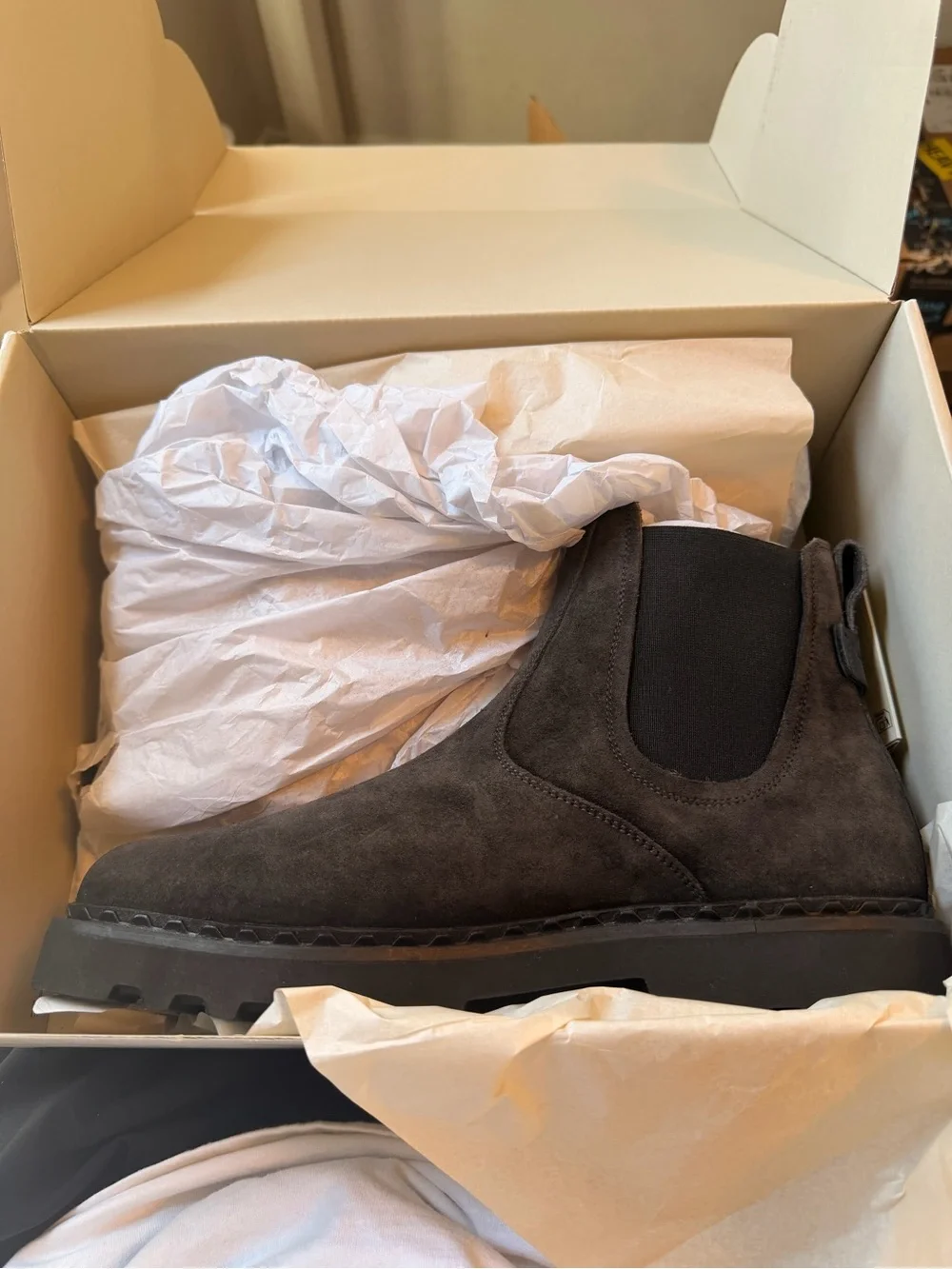 AllSaints Men's Dark Gray Suede Chelsea Boots